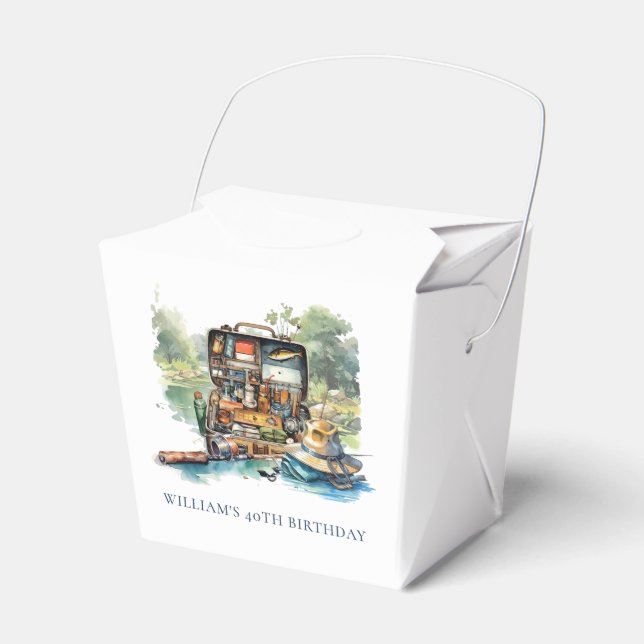 Adult Fishing Birthday Personalised Photo Favour Box (Front Side)