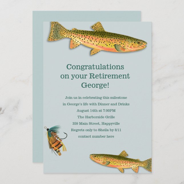 Adult Fishing Themed Party Invitations (Front/Back)