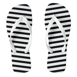 Adult Flip Flops-Black & White Stripes Jandals