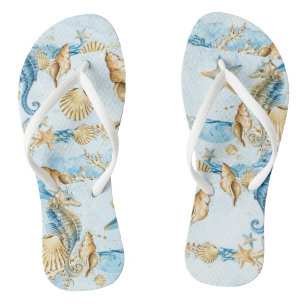 Adult Flip Flops, Fun Beach Vacation Pattern Jandals