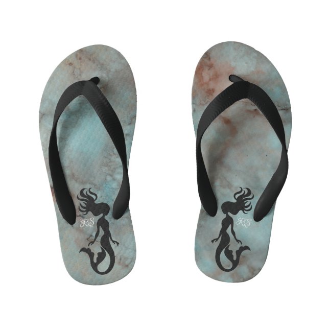 Adult Flip-Flops"Inkblots Bluish Oranges Mermaid" Kid's Jandals (Footbed)