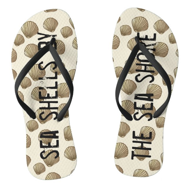 Adult Flip-Flops "Sea Shells By The Seashore" Jandals (Footbed)