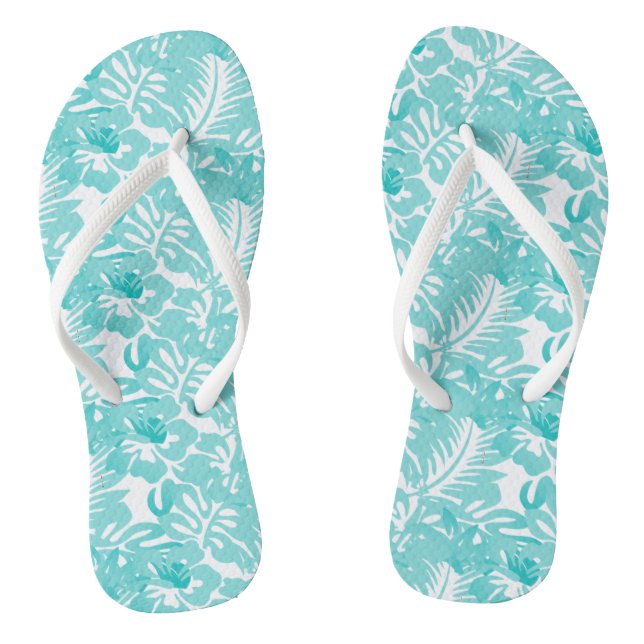 Adult Flip Flops-Tropical Flowers Jandals (Footbed)