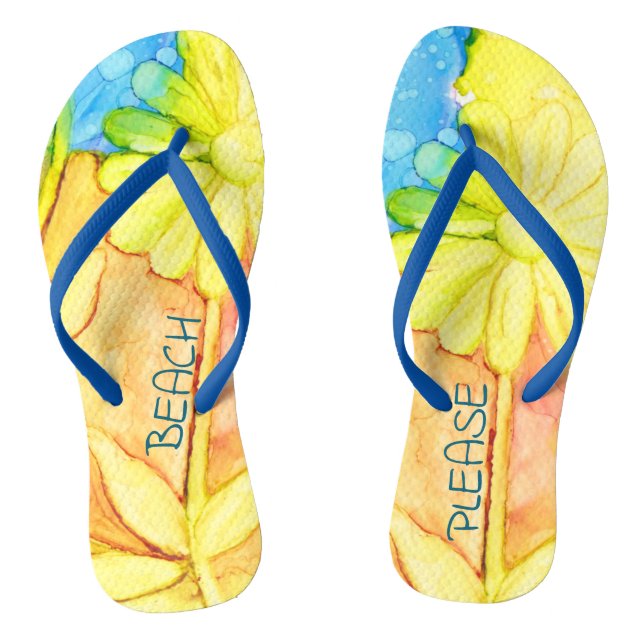 Adult Flip-Flops "Yellow Flower" Jandals (Footbed)