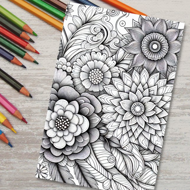 Adult Floral Botanical 3D Colouring Poster (Creator Uploaded)