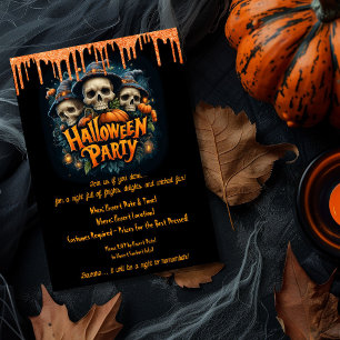 Adult Fun Halloween Skull Costume Party  Invitation
