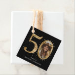 Adult Gold Glitter 50th Birthday Photo Favour Tags<br><div class="desc">50th Birthday Gold Glitter Photo party template. Available as a digital download printable.
Custom,  personalised,  editable download</div>