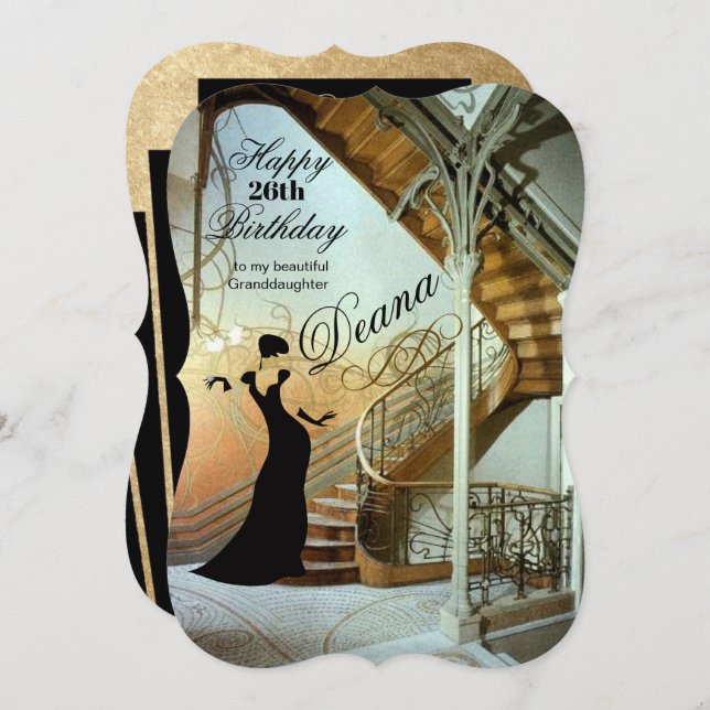 Adult Granddaughter Birthday Art Deco card (Front/Back)