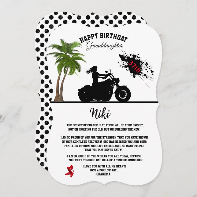 Adult Granddaughter Birthday Invitation (Front/Back)