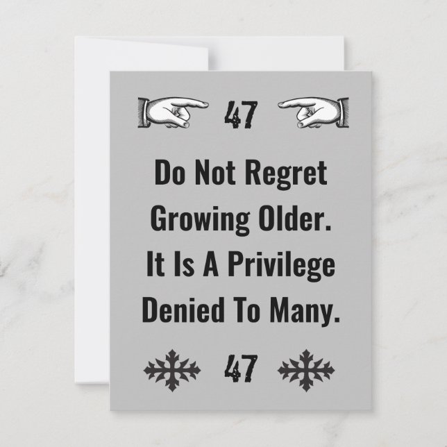 Adult growing older greeting card (Front)
