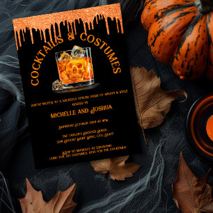 Adult Halloween Cocktail and Costume Party Skull Invitation