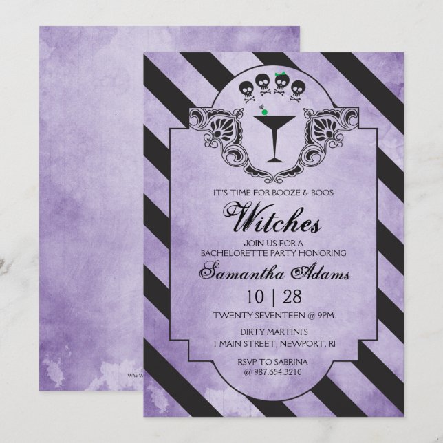 Adult Halloween Invitations Gothic Black (Front/Back)