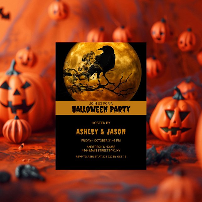 Adult Halloween Party Crow Invitation (Creator Uploaded)