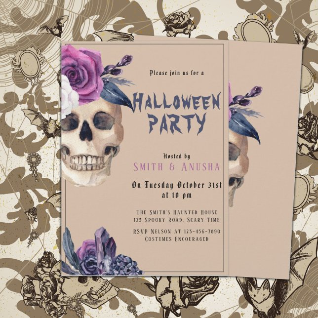Adult Halloween Party Gothic Skull Invitation (Creator Uploaded)