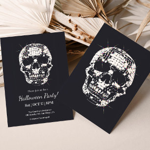 Adult Halloween Party Invitation Disco Skull Theme