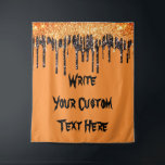 Adult Halloween Party Photo Booth Backdrop Prop Tapestry<br><div class="desc">orange and black glitter sparkle,  personalised halloween party photo prop,  drip halloween party glitter backdrop,  photo booth banner tapestry prop,  halloween birthday party back drop,  black and orange baby shower,  custom fall anniversary party backdrop,  custom halloween party backdrop,  scary adult halloween birthday party,  halloween party back drop background</div>