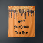 Adult Halloween Party Photo Booth Backdrop Prop Tapestry<br><div class="desc">orange and black glitter sparkle,  personalised halloween party photo prop,  drip halloween party glitter backdrop,  photo booth banner tapestry prop,  halloween birthday party back drop,  black and orange baby shower,  custom fall anniversary party backdrop,  custom halloween party backdrop,  scary adult halloween birthday party,  halloween party back drop background</div>