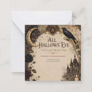 Adult Halloween Party Raven, Antique Key & Vintage Card