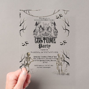 Adult Halloween Party Vintage Gothic Skeleton Acrylic Invitations