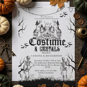 Adult Halloween Party Vintage Gothic Skeleton Invitation