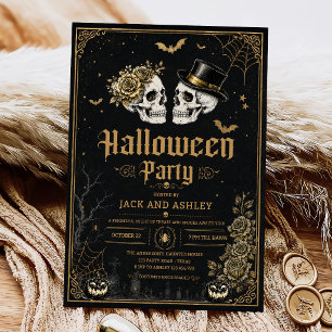 Adult Halloween Party Vintage Skull  Invitation