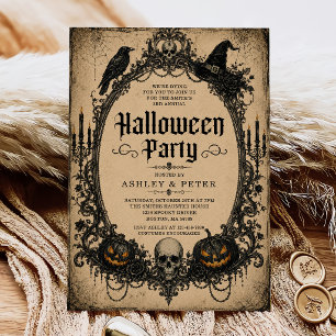 Adult Halloween Party Vintage Skull Invitation