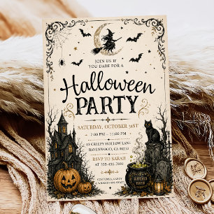 Adult Halloween Party Vintage Skull Invitation