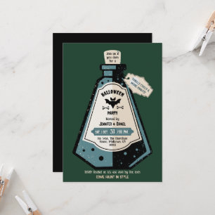 Adult Halloween Party Vintage Spooky green Bat Invitation