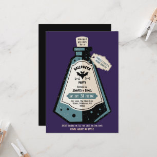 Adult Halloween Party Vintage Spooky purple Bat Invitation