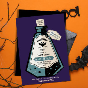 Adult Halloween Party Vintage Spooky purple Bat Invitation