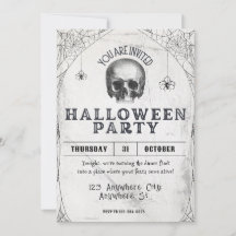 Adult Halloween Skull Party Vintage Invitation 