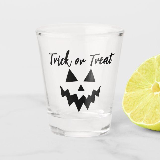 Adult Halloween Trick or Treat Pumpkin Face Shot Glass (Front)