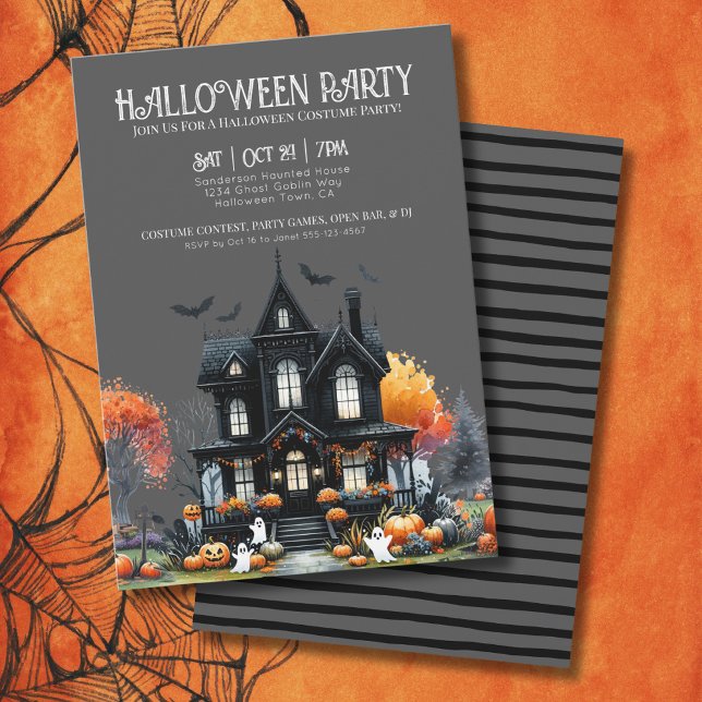 Adult Haunted House Halloween Party Invitation (Adult Haunted House Halloween Party Invitation)
