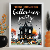 Adult Haunted House Halloween Party Sign