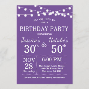 Adult Joint Birthday Party Invitation Purple