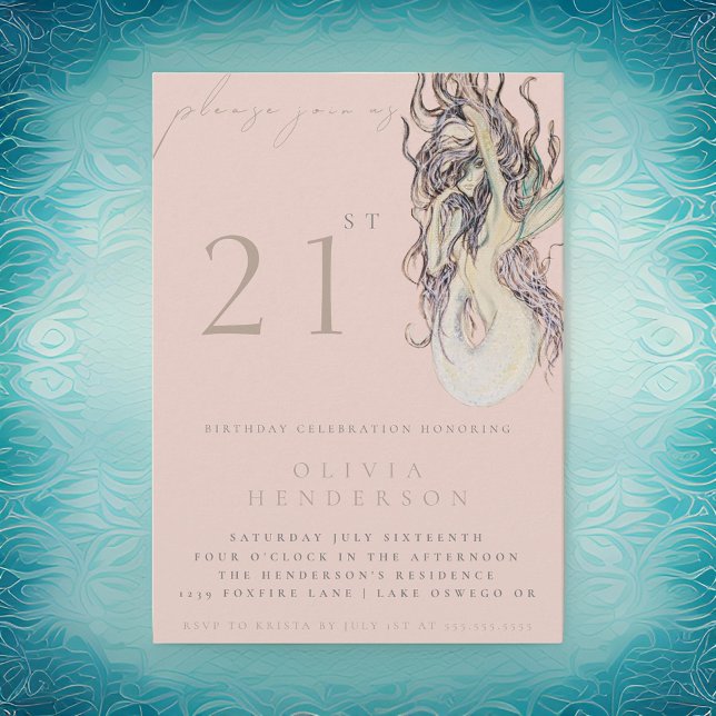 Adult Mermaid ANY Birthday Party Invitation (Creator Uploaded)