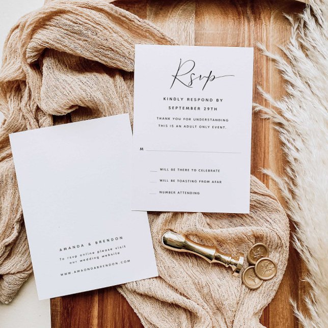 Adult Only Modern Calligraphy Wedding RSVP Card (Creator Uploaded)