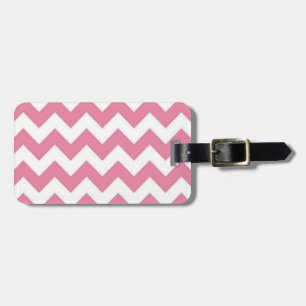 Adult, Pink Chevron, Luggage Tag w/ leather strap