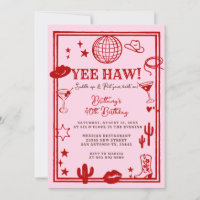 Adult Pink Red Cowgirl Western Birthday
