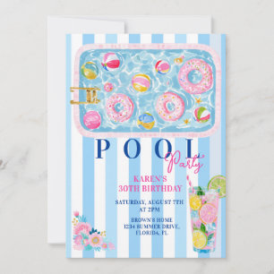 Adult Pool Party Invitation Adult Summer Birthday