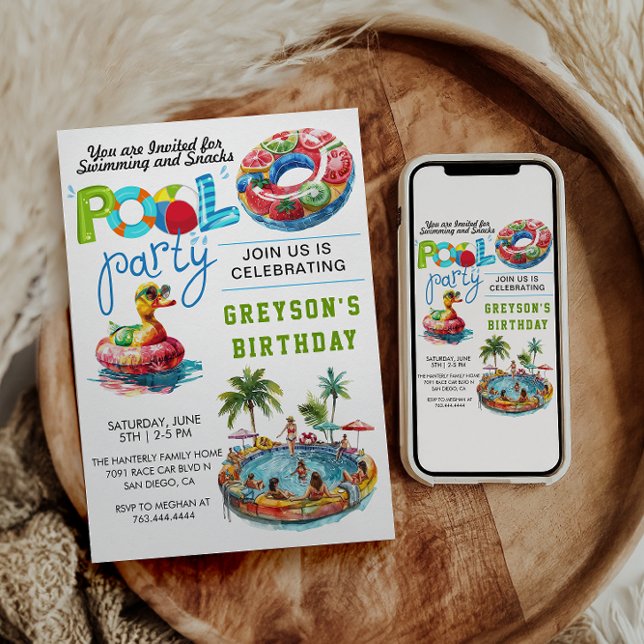 Adult Pool Party Summer Beach Birthday  Invitation (Creator Uploaded)