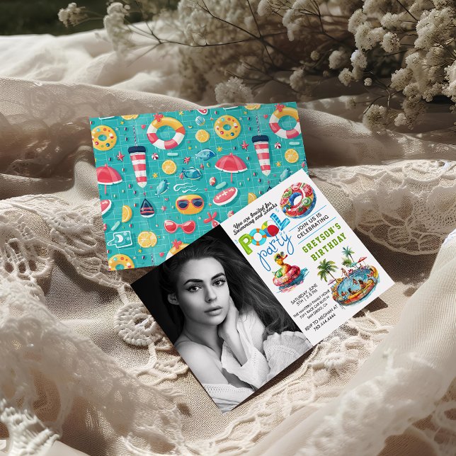 Adult Pool Party Summer Beach Birthday  Invitation (Creator Uploaded)