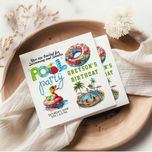 Adult Pool Party Summer Beach Birthday Napkin