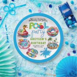 Adult Pool Party Summer Beach Birthday  Paper Plate