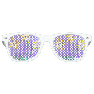 Adult Retro Party Shades, White Flowers Painting Sunglasses