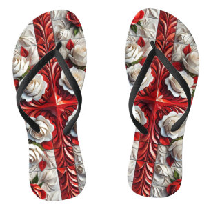 Adult Slim Straps with English Roses Jandals