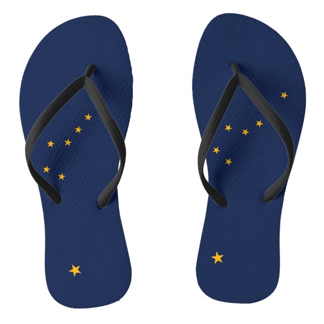 Adult Slim Straps with Flag of Alaska, USA Jandals (Footbed)