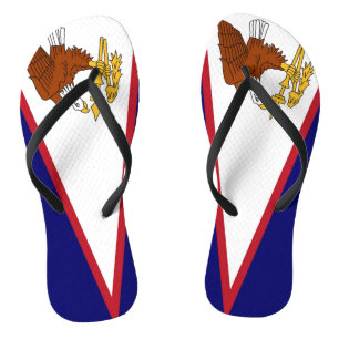Adult Slim Straps with Flag of American Samoa, USA Jandals