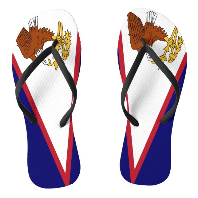 Adult Slim Straps with Flag of American Samoa, USA Jandals (Footbed)