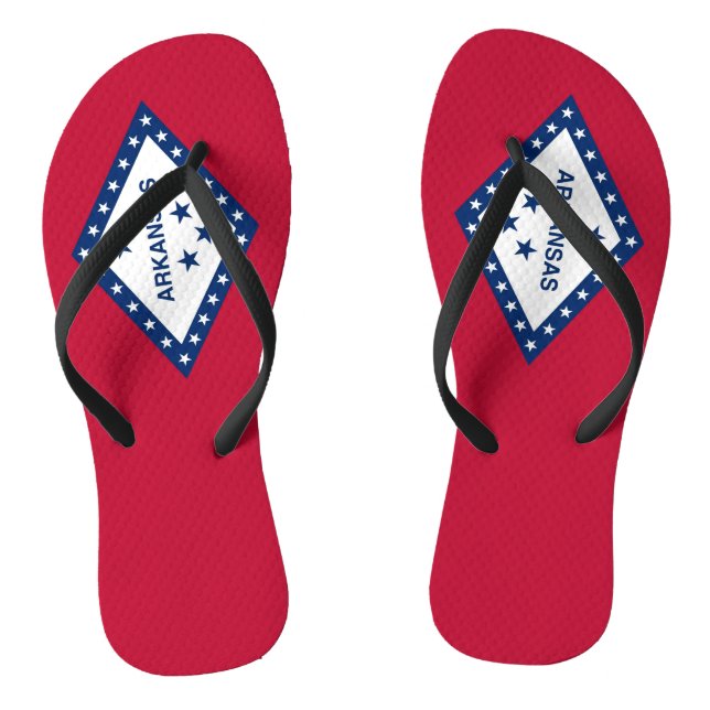 Adult Slim Straps with Flag of Arkansas, USA Jandals (Footbed)